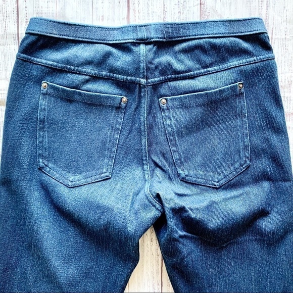 *5/$20* HUE Dark Wash Cuffed Hem Ankle Jeggings S - Picture 4 of 7